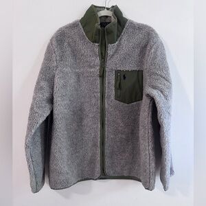 Ralph Lauren Hybrid High Pile Gray and Olive Fleece Jacket